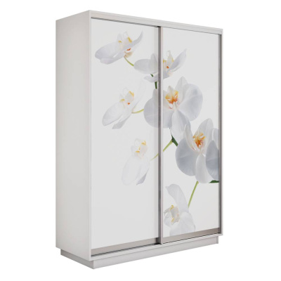Экспресс 2-х дверный (Орхидея белая) (Белый снег 1200х2200х440 Экспресс 45 2х Серебро профиль)
